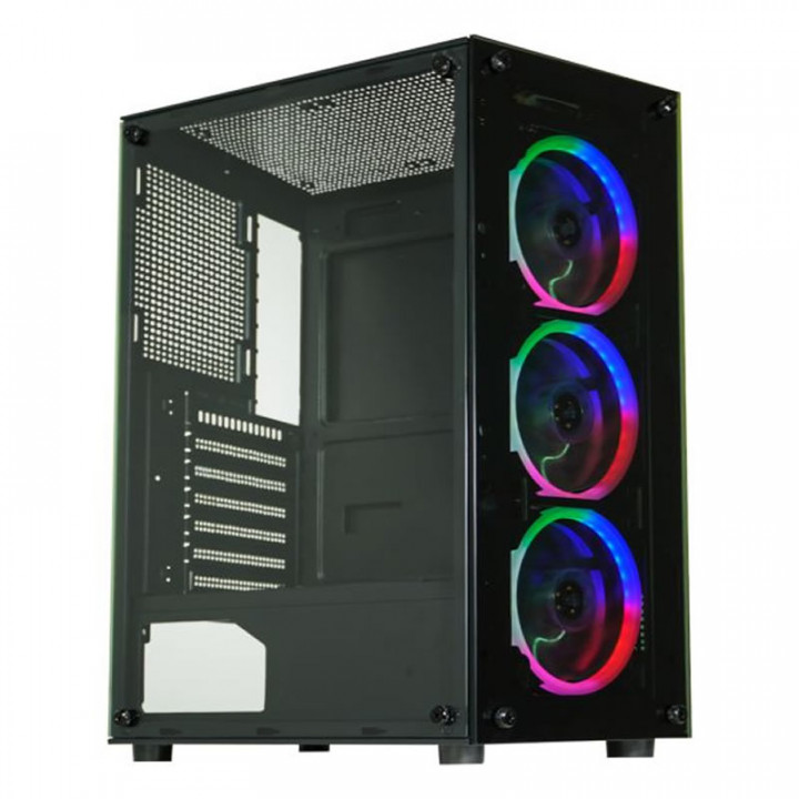 Gabinete Gamer K-Mex CG-30C5, RGB, Lateral em Vidro, 3 Fan Led, Sem Fonte, Preto - CG30C5RH0010CB0X