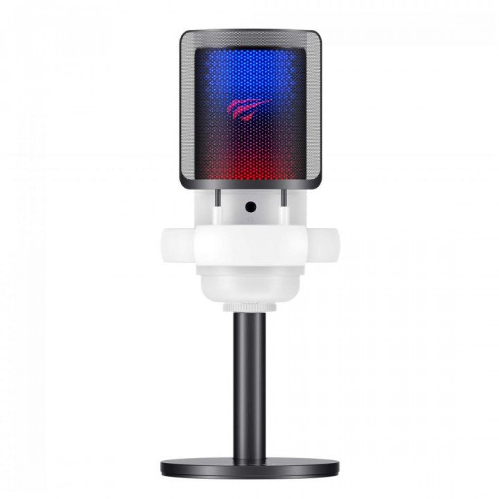 Microfone Gamer Havit Gamenote, RGB, USB, Branco - GK50W-WH
