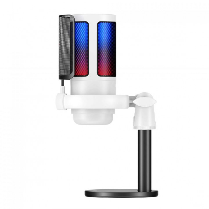 Microfone Gamer Havit Gamenote, RGB, USB, Branco - GK50W-WH