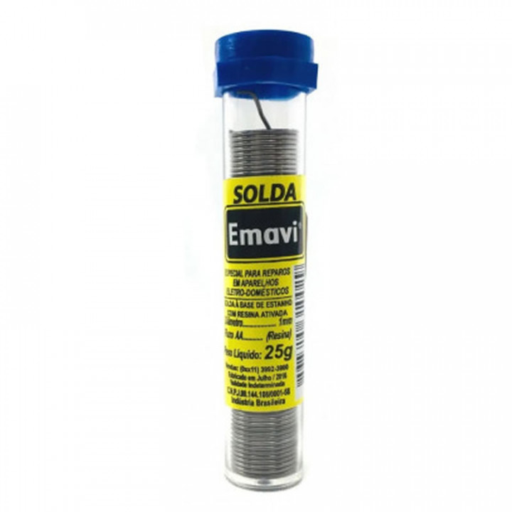 Solda Tubo Emavi, 1,0MM, 25G, Com 4 Metros - 9702