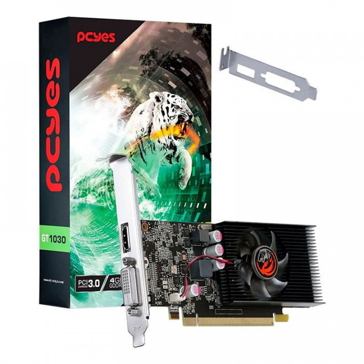 Placa de Vídeo PCYes GT 1030, NVIDIA GeForce 4GB, GDDR4, 64Bit, VGA DVI HDMI - PAGT10304GBG4LP