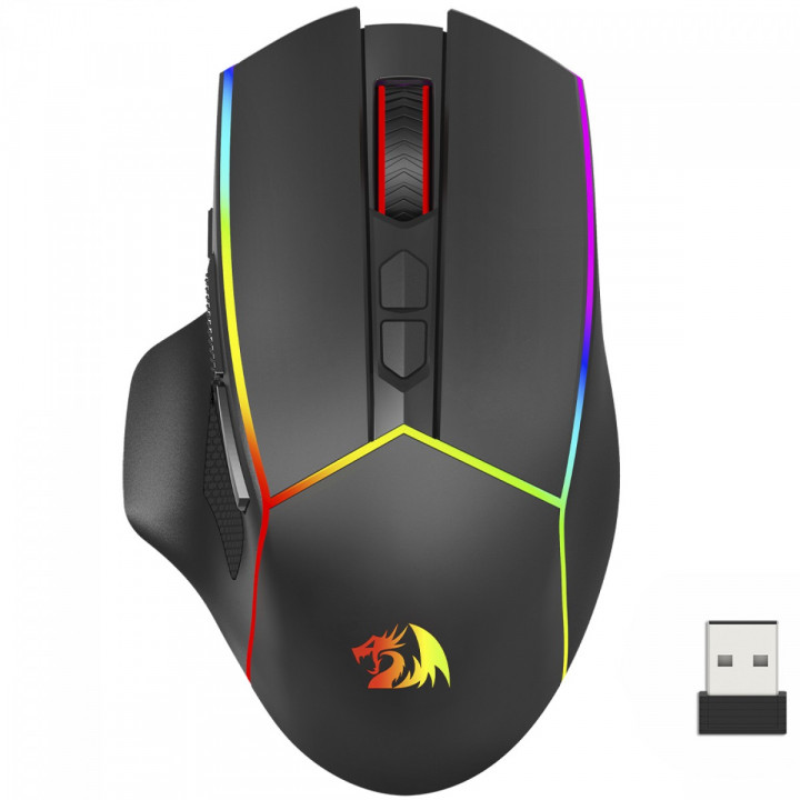Mouse Gamer Redragon Axe Pro, RGB, Wireless, Bluetooth, 8000 DPI, 8 Botões, Sensor PAW3104, Preto - M814RGB-PRO