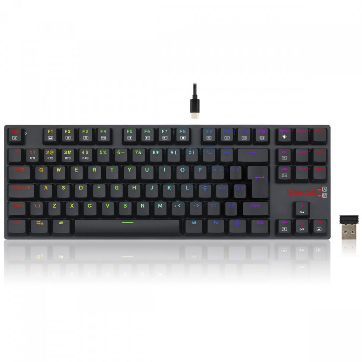 Teclado Mecânico Gamer Redragon APS Pro, Wireless, Bluetooth, RGB, Switch Brown, ABNT2, Preto - K607P-KBS (PT-BROWN)