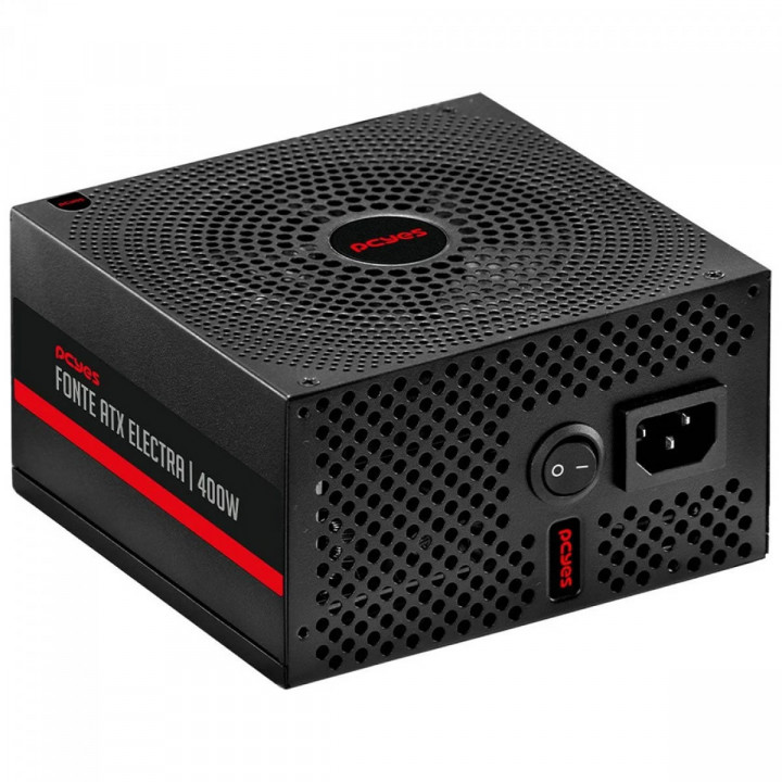 Fonte PCYes, 400W, Electra, PFC Ativo, Preto - ELEC400W