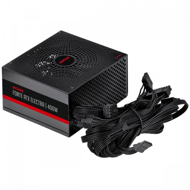 Fonte PCYes, 400W, Electra, PFC Ativo, Preto - ELEC400W