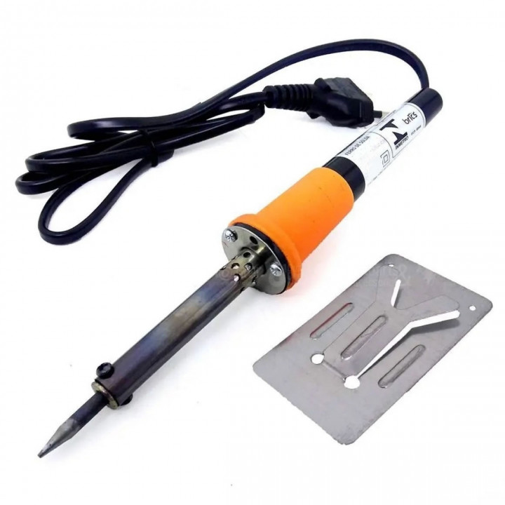 Ferro de Soldar 60W 220V, Com Suporte Metálico, Preto e Laranja - BAR-58224-6/FS062