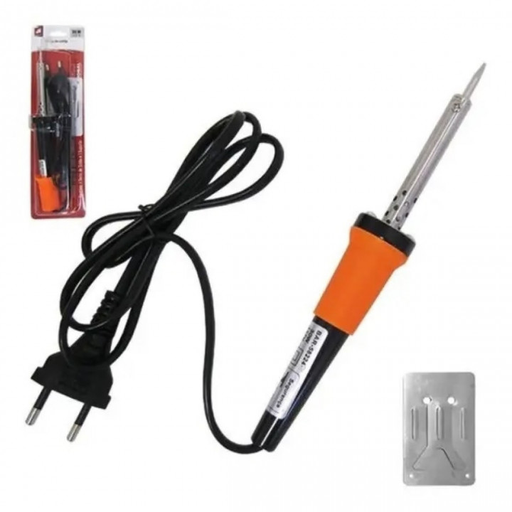 Ferro de Soldar 60W 220V, Com Suporte Metálico, Preto e Laranja - BAR-58224-6/FS062