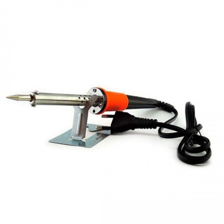 Ferro de Soldar 60W 220V, Com Suporte Metálico, Preto e Laranja - BAR-58224-6/FS062