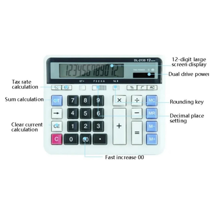 Calculadora De Mesa Átomo, UND, 12 Dígitos, Cinza - MO-2135