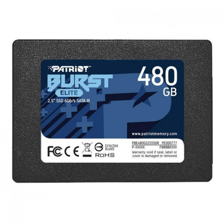 SSD Patriot Burst, 480GB, Elite, 2.5", SATA III, Leitura: 450MB/s e Gravação: 320MB/s - PBE480GS25SSDR