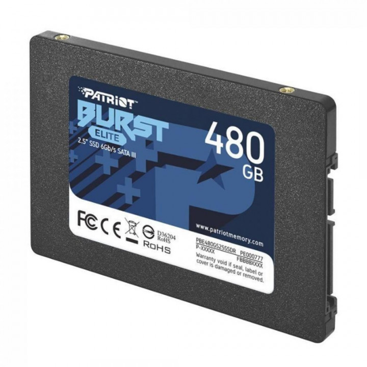 SSD Patriot Burst, 480GB, Elite, 2.5", SATA III, Leitura: 450MB/s e Gravação: 320MB/s - PBE480GS25SSDR