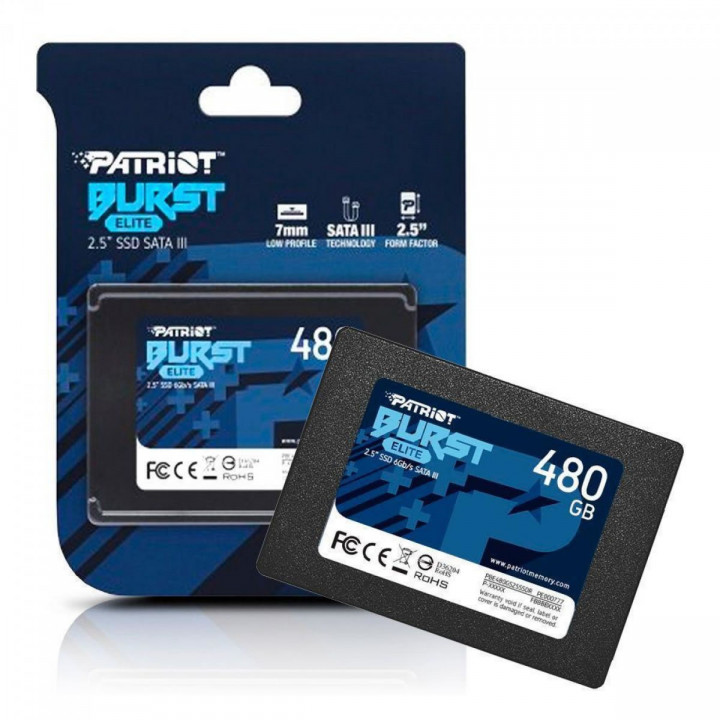SSD Patriot Burst, 480GB, Elite, 2.5", SATA III, Leitura: 450MB/s e Gravação: 320MB/s - PBE480GS25SSDR