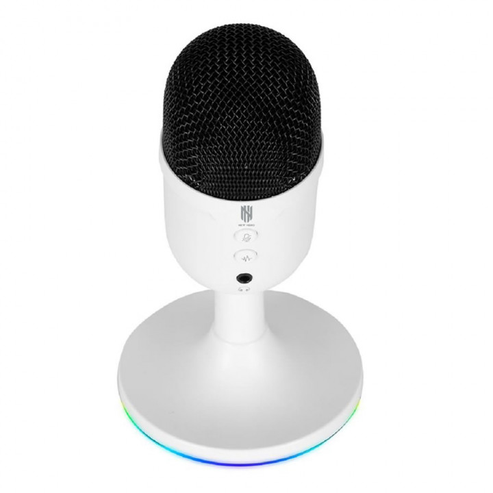 Microfone Gamer New Hero Vox, RGB, USB, Branco - NH-MCVWH-01