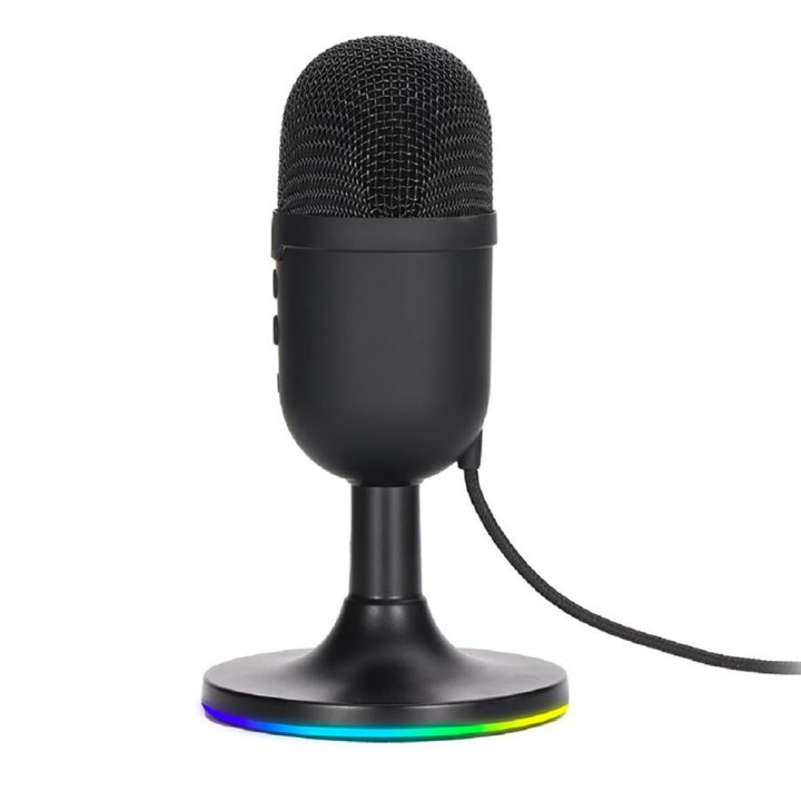 Microfone Gamer New Hero Vox, RGB, USB, Preto - MIC-06