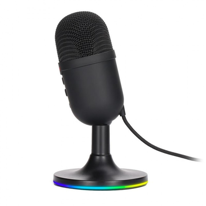 Microfone Gamer New Hero Vox, RGB, USB, Preto - MIC-06