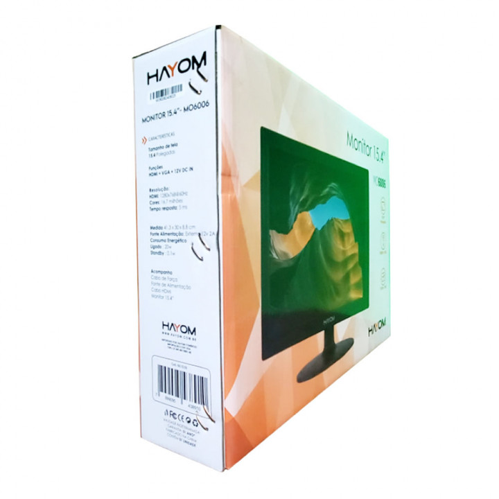 Monitor Hayom 15.4" LED, 5ms, 60Hz, VGA/HDMI, Preto - MO6006