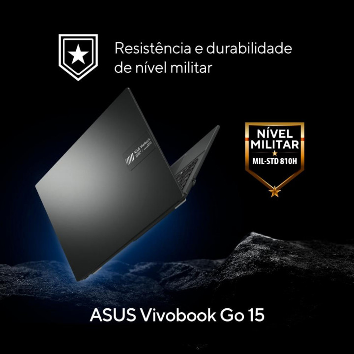 Notebook Asus Vivobook Go 15 E1504FA, AMD Ryzen 3 7320u, 4GB, SSD 128GB, Tela 15.6", KeepOS, Preto - 90NB0ZR2-M028T0