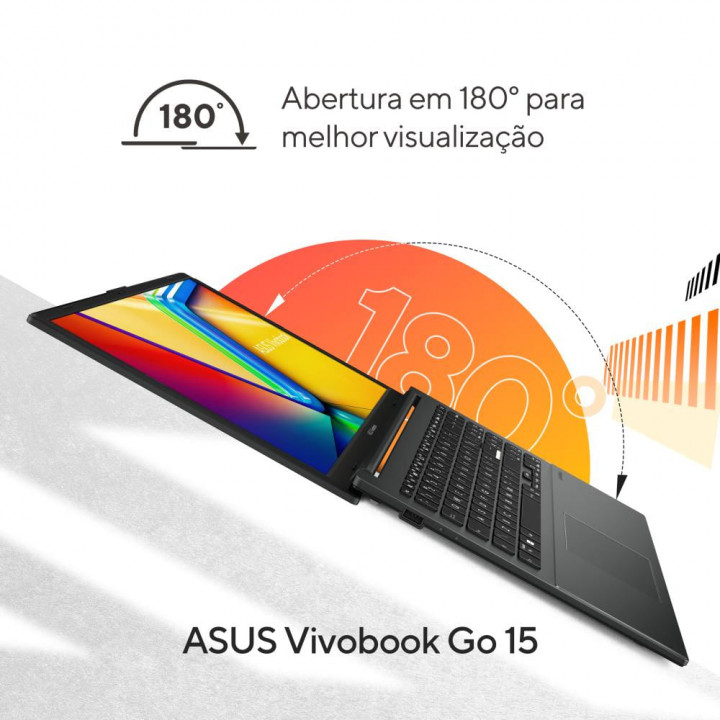 Notebook Asus Vivobook Go 15 E1504FA, AMD Ryzen 3 7320u, 4GB, SSD 128GB, Tela 15.6", KeepOS, Preto - 90NB0ZR2-M028T0