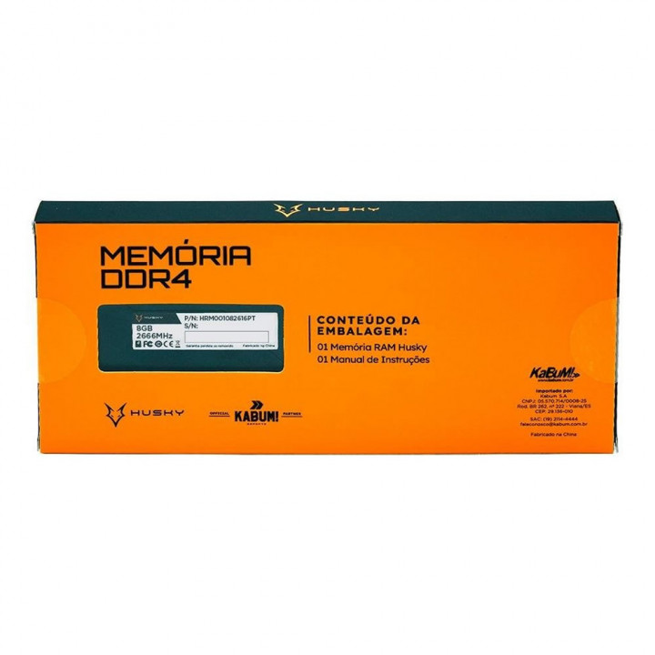 Memória Husky Impulse, 8GB, 2666MHz, DDR4, CL16, Preto - HRM001082616PT