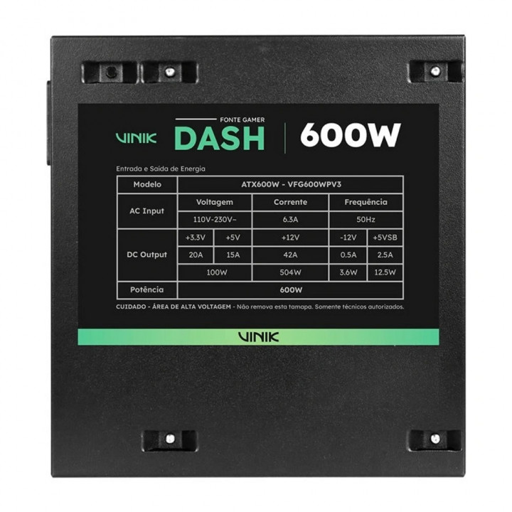 Fonte Gamer Vinik Dash, 600W, Preto - VFG600WPV3