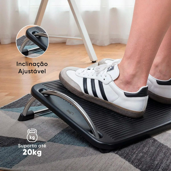 Descanso Ergonômico Para Pés Get, Com Inclinação Ajustável, Preto - 72071