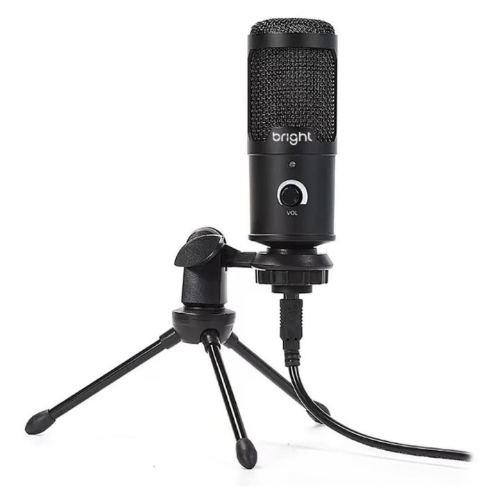 Microfone Streamer Bright, USB, RGB, Preto - ST001