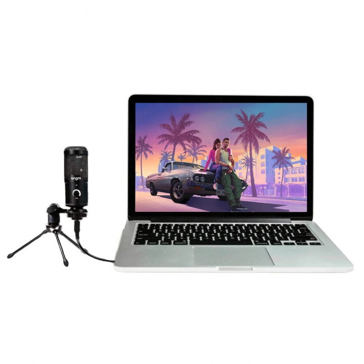 Microfone Streamer Bright, USB, RGB, Preto - ST001