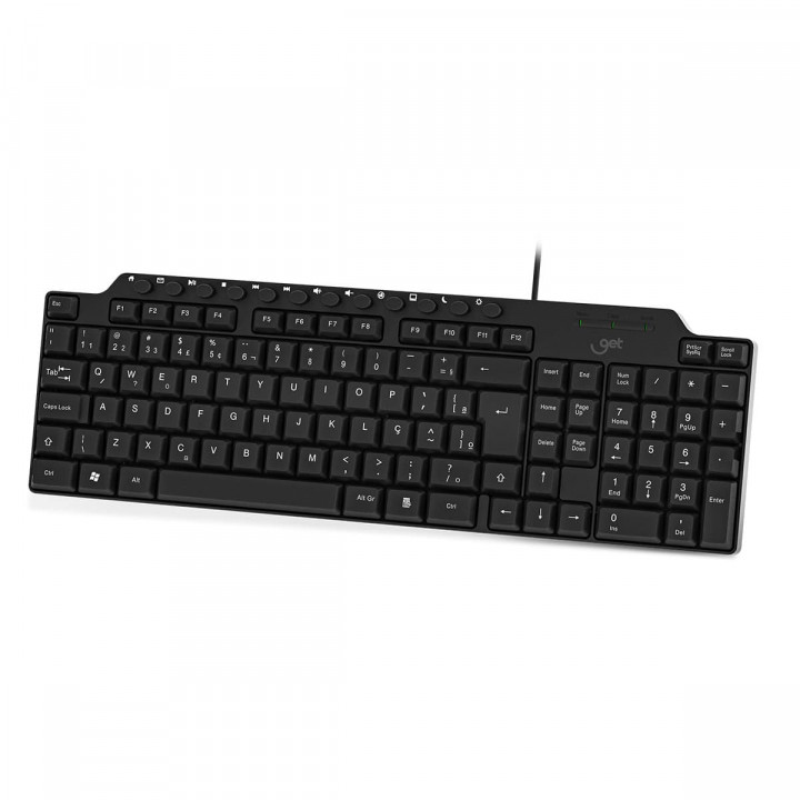 Teclado Slim Com Fio USB Multimídia Get NeoDesk, Preto - 72781