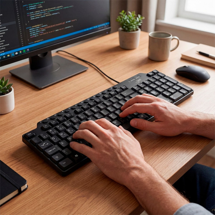 Teclado Slim Com Fio USB Multimídia Get NeoDesk, Preto - 72781