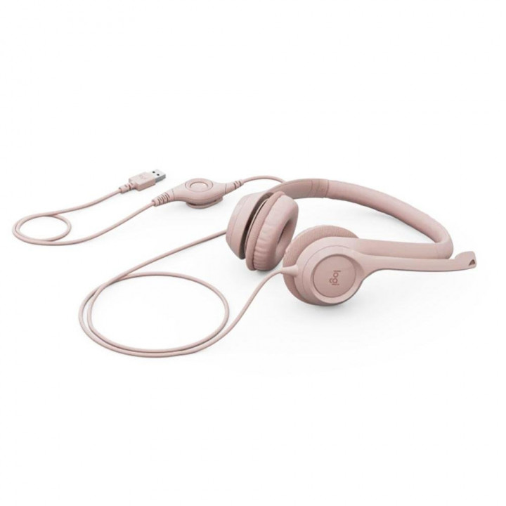 Headset Logitech H390, USB, Rosa - 981-001280