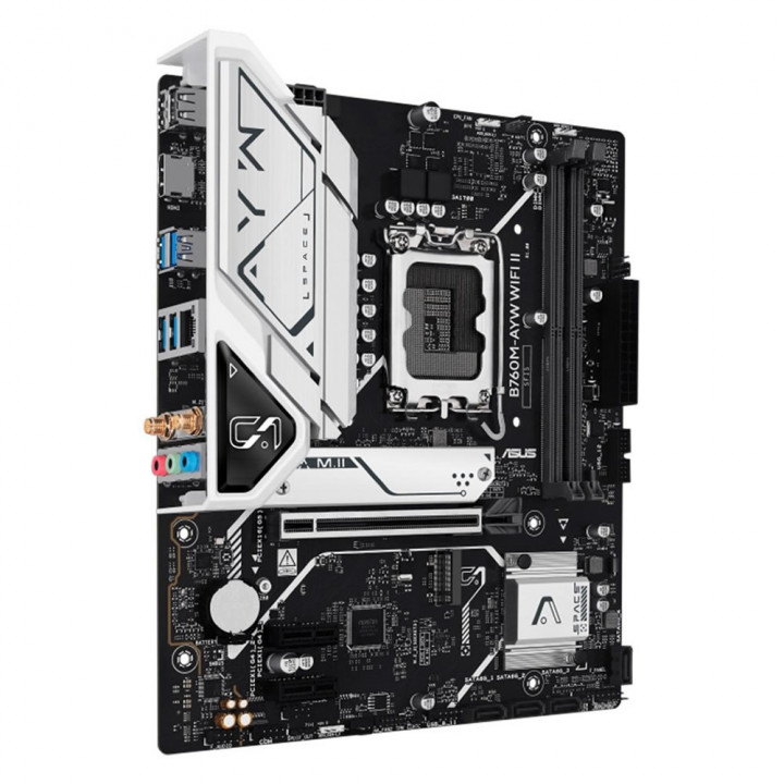 Placa Mãe ASUS B760M-AYW WIFI II, Intel LGA 1700, mATX, DDR5, Wi-fi 6, Bluetooth, Preto - 90MB1MH0-M0EAY0