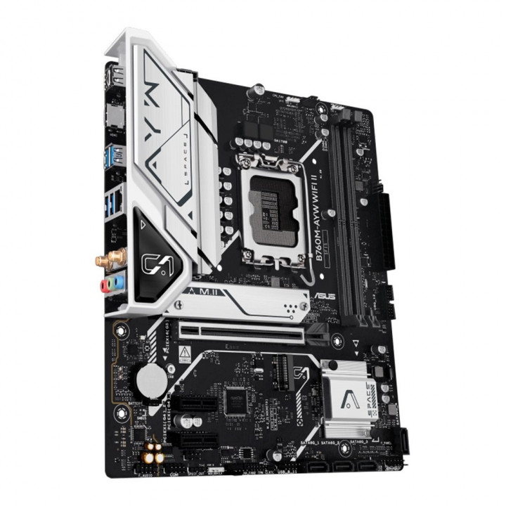 Placa Mãe ASUS B760M-AYW WIFI II, Intel LGA 1700, mATX, DDR5, Wi-fi 6, Bluetooth, Preto - 90MB1MH0-M0EAY0