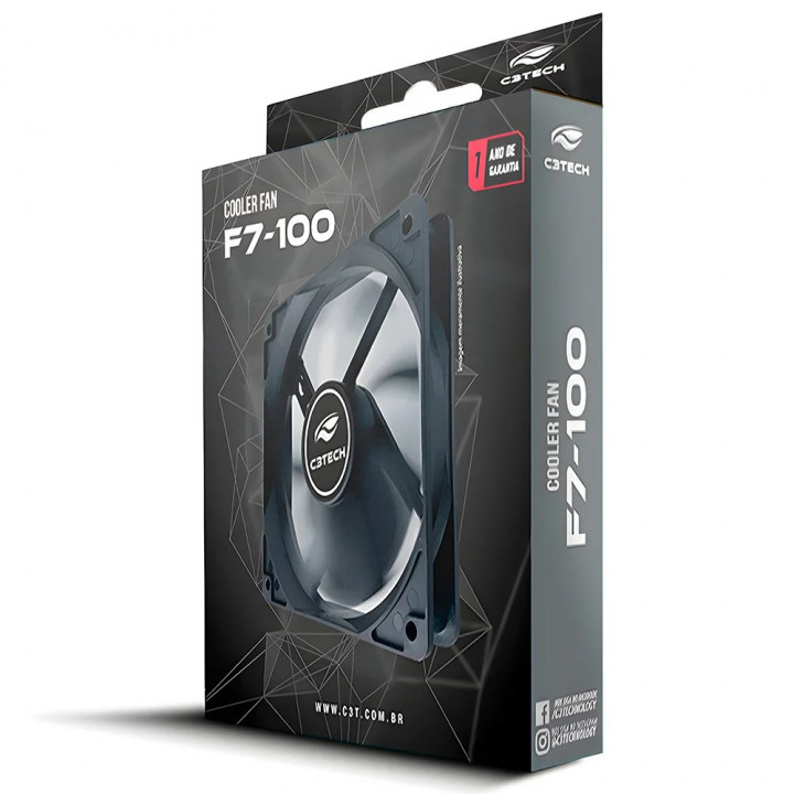 Cooler FAN C3Tech Storm, 120mm, Silencioso, Preto - F7-100BK