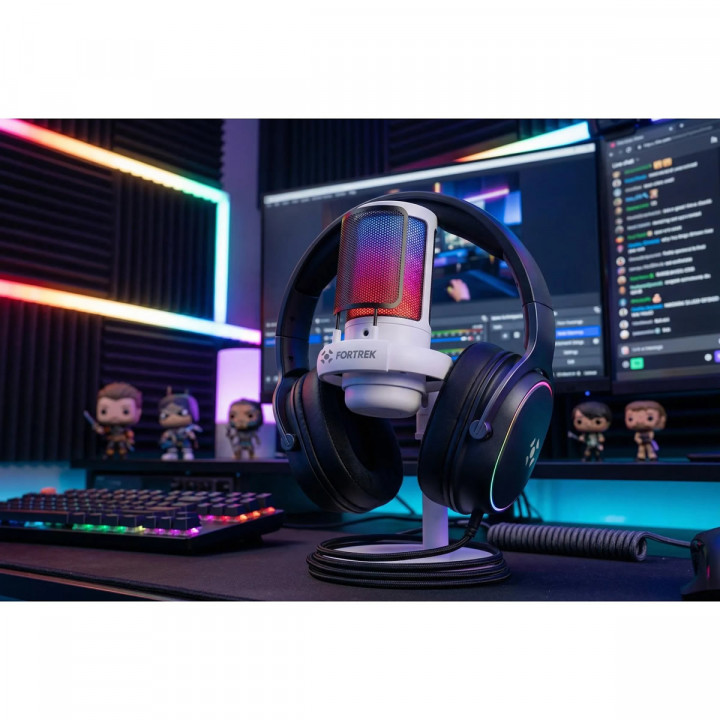 Microfone Gamer De Mesa Fortrek MIC10, USB, Branco - 86961