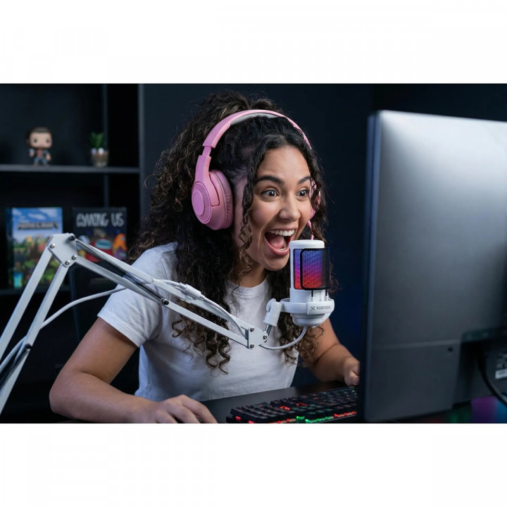 Microfone Gamer De Mesa Fortrek MIC10, USB, Branco - 86961