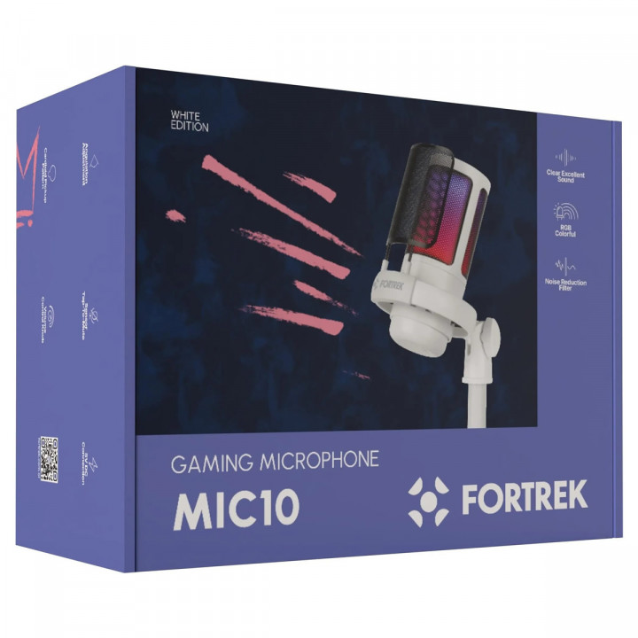 Microfone Gamer De Mesa Fortrek MIC10, USB, Branco - 86961