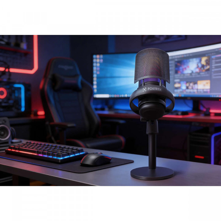 Microfone Gamer De Mesa Fortrek MIC10, USB, Preto - 86960