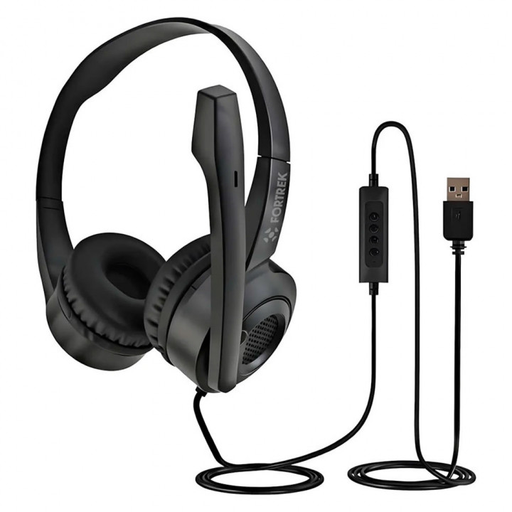 Headset Fortrek Office HBS102, USB, Com Microfone, Preto - 86949