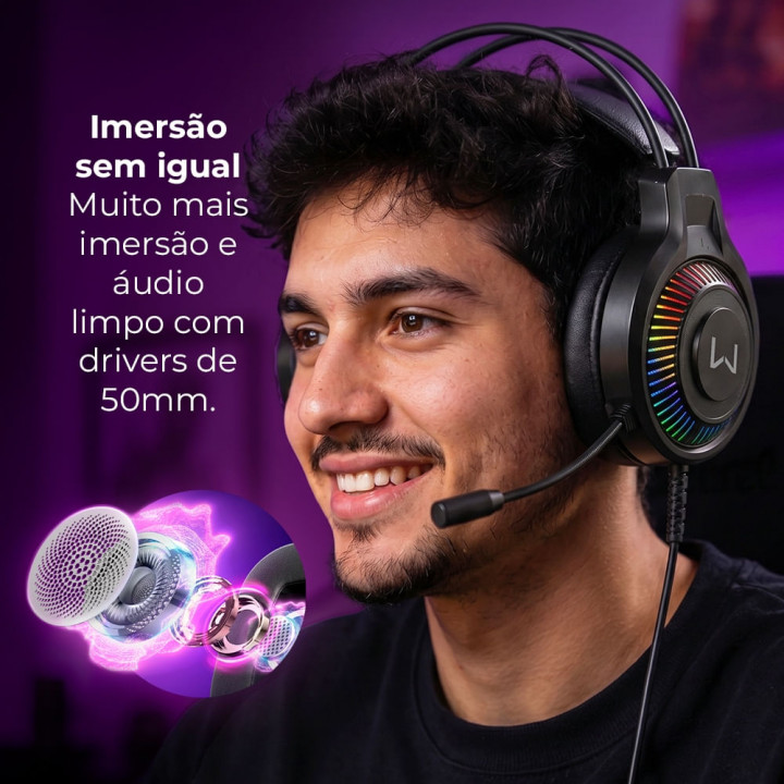 Headset Gamer Multilaser Mizar, P2, USB, Preto - PH705