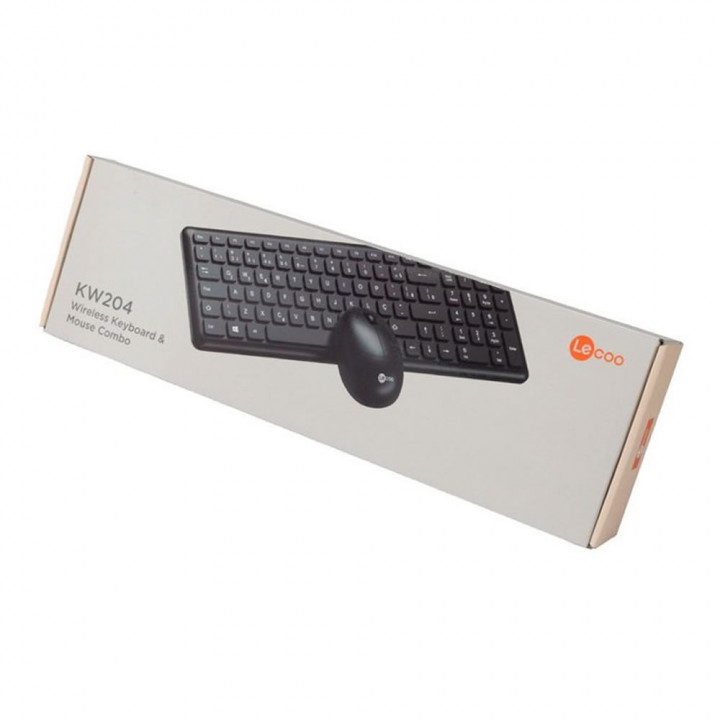 Kit Teclado e Mouse Sem Fio Lecoo, Membrana, 1200DPI, Preto - KW204