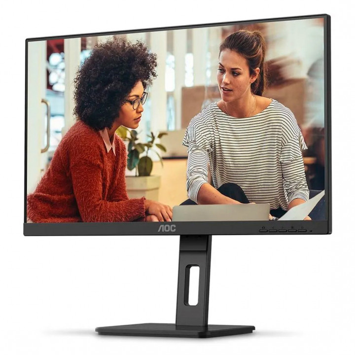 Monitor Pivot 23,8” LED AOC, Widescreen 100Mhz, USB, Vesa, Com Ajuste De Altura, VGA, HDMI, DP, Preto - 24E3UF