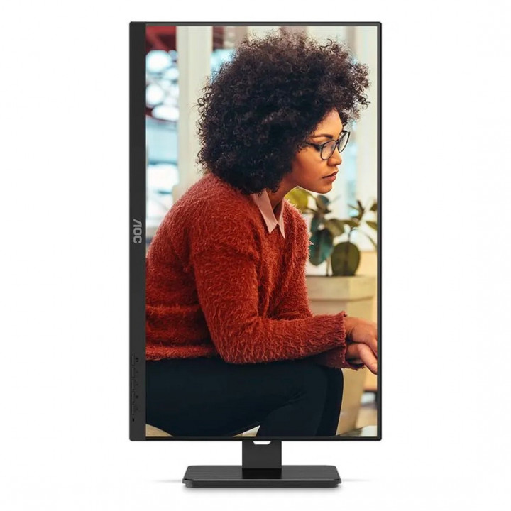 Monitor Pivot 23,8” LED AOC, Widescreen 100Mhz, USB, Vesa, Com Ajuste De Altura, VGA, HDMI, DP, Preto - 24E3UF