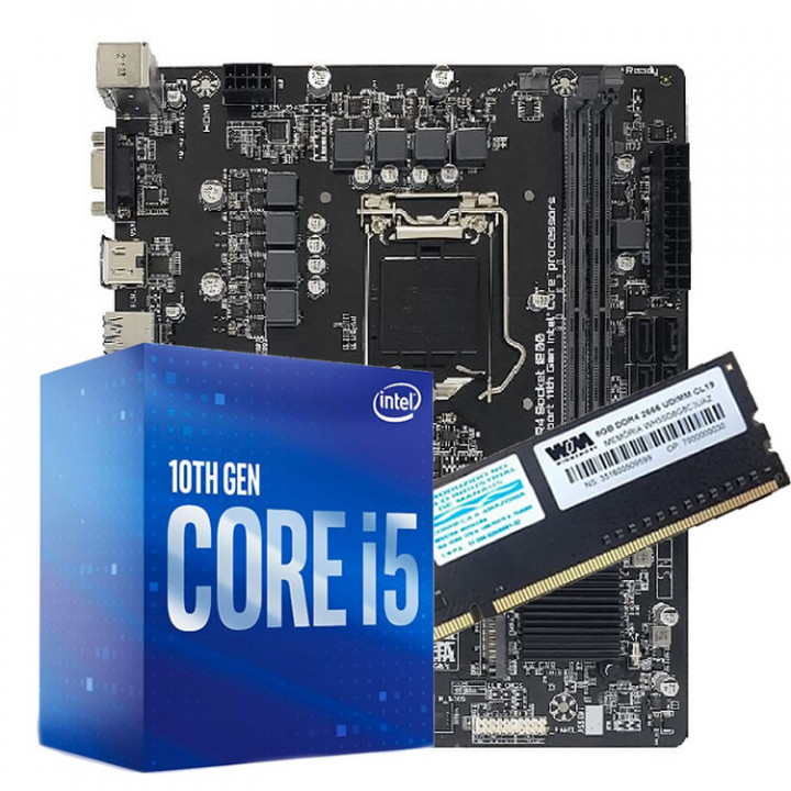 Kit Upgrade Intel 10º Geração Core i5-10400 2.90Ghz, Placa Mãe Chipset H510 LGA 1200 DDR4, 8GB DDR4