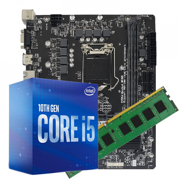 Kit Upgrade Intel 10º Geração Core i5-10400 2.90Ghz, Placa Mãe Chipset H510 LGA 1200 DDR4, 8GB DDR4 2666Mhz