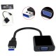 Cabo Conversor USB 3.0 Macho Para VGA Femea 20cm Preto CO-12 AD0006 CB0275KP - CB0275