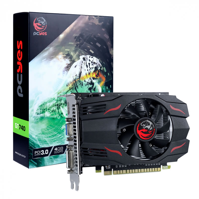 Placa de Vídeo PCYes GT 740, NVIDIA GeForce 4GB, GDDR5, 128 Bit, VGA DVI HDMI PAX740D54GB Placa de Vídeo PCYes GT 740, NVIDIA GeForce 4GB, GDDR5, 128 Bit, VGA DVI HDMI PAX740D54GB