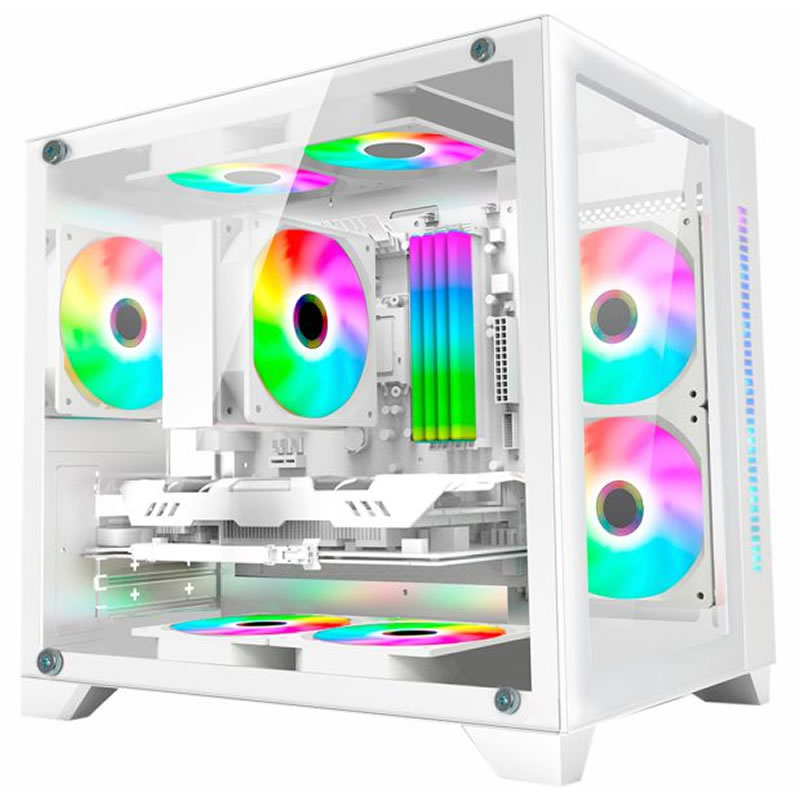 Gabinete Gamer Gamemax Revolt 3606, RGB, Mid Tower, Vidro Temperado, White,  Sem Fonte, Com 3 Fans